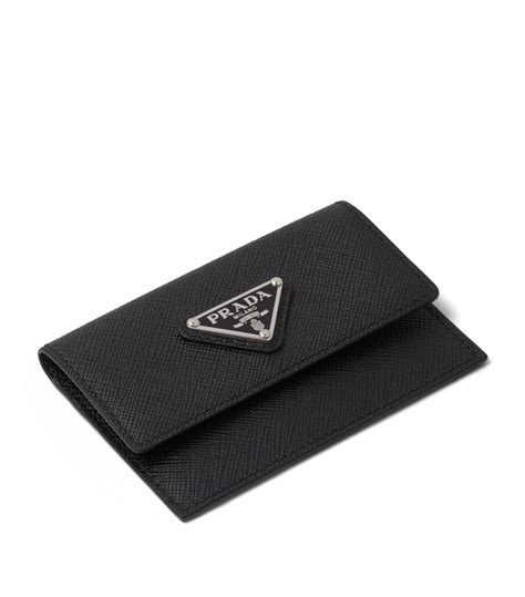 prada black saffiano leather card holder|saffiano leather prada wallet.